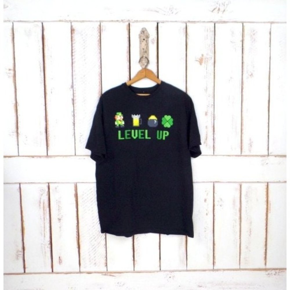 90s vintage black Level Up cotton tshirt / video game tee